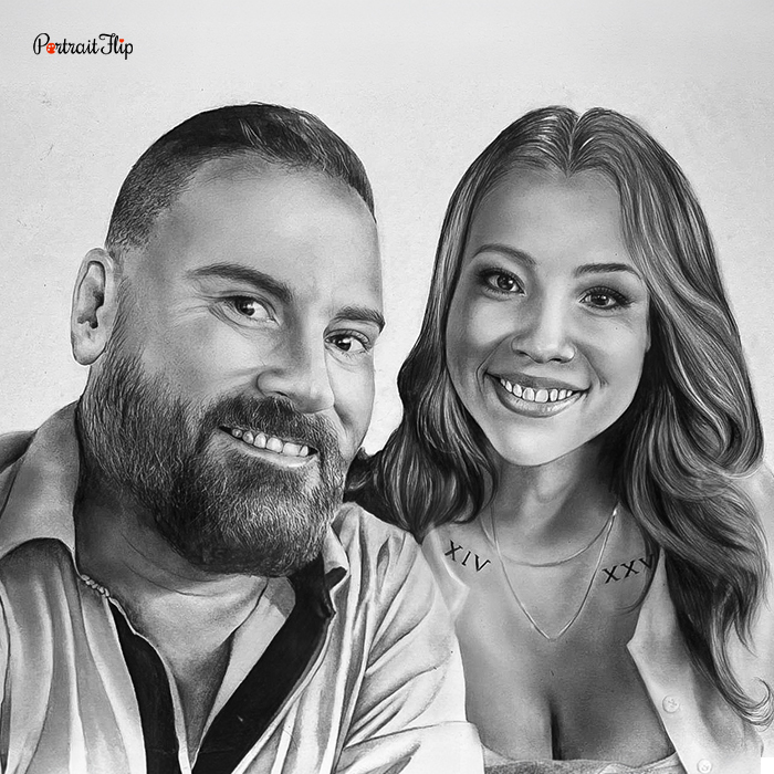 Charcoal portrait of a couple